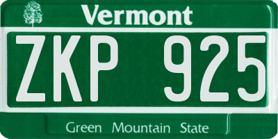 VT license plate ZKP925