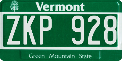 VT license plate ZKP928