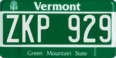 VT license plate ZKP929