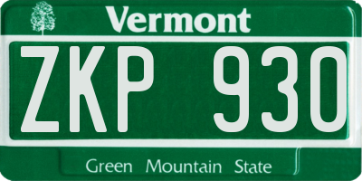 VT license plate ZKP930