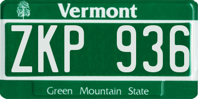 VT license plate ZKP936