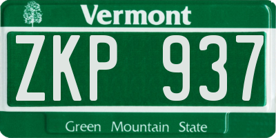 VT license plate ZKP937