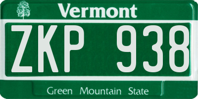 VT license plate ZKP938