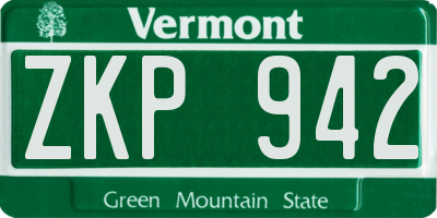 VT license plate ZKP942