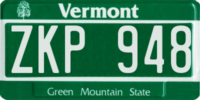 VT license plate ZKP948