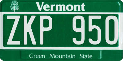 VT license plate ZKP950
