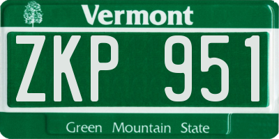 VT license plate ZKP951