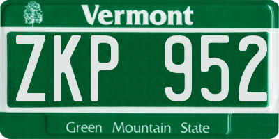 VT license plate ZKP952