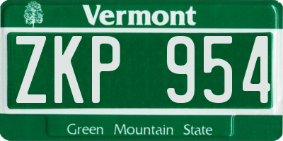 VT license plate ZKP954