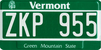 VT license plate ZKP955