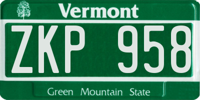 VT license plate ZKP958