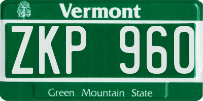 VT license plate ZKP960