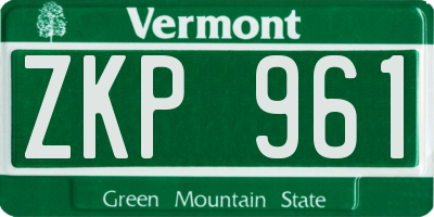 VT license plate ZKP961