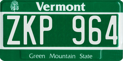 VT license plate ZKP964