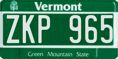 VT license plate ZKP965