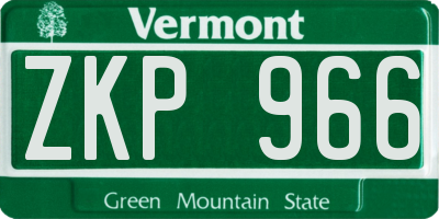VT license plate ZKP966