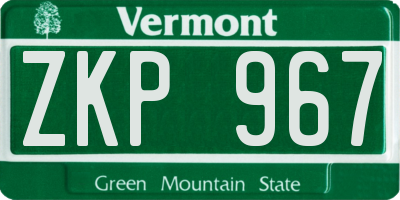 VT license plate ZKP967