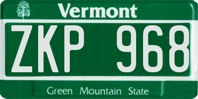 VT license plate ZKP968
