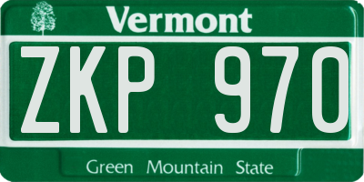VT license plate ZKP970