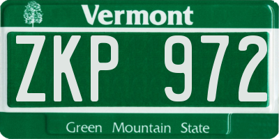 VT license plate ZKP972