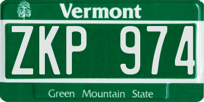 VT license plate ZKP974