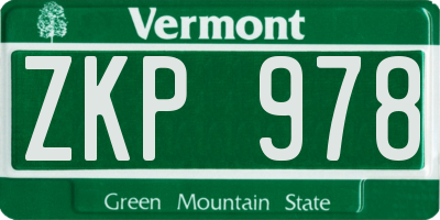 VT license plate ZKP978