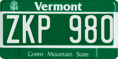 VT license plate ZKP980