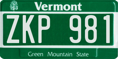 VT license plate ZKP981