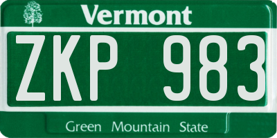 VT license plate ZKP983