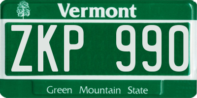VT license plate ZKP990