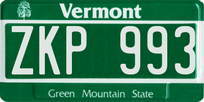 VT license plate ZKP993