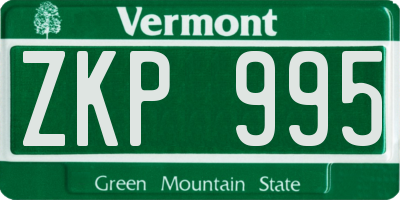 VT license plate ZKP995