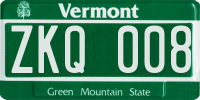 VT license plate ZKQ008