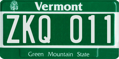 VT license plate ZKQ011