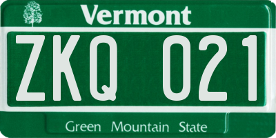 VT license plate ZKQ021