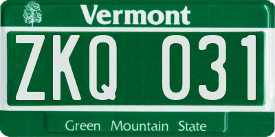 VT license plate ZKQ031