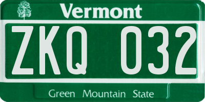 VT license plate ZKQ032