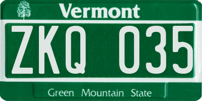 VT license plate ZKQ035