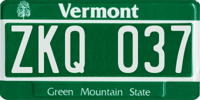 VT license plate ZKQ037