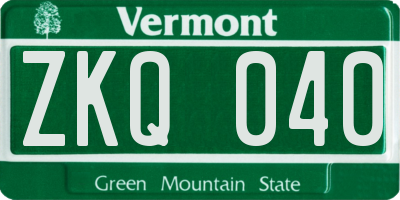VT license plate ZKQ040