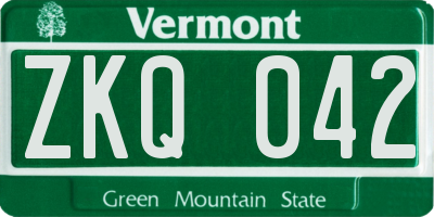 VT license plate ZKQ042
