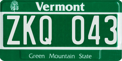 VT license plate ZKQ043