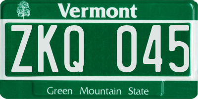 VT license plate ZKQ045