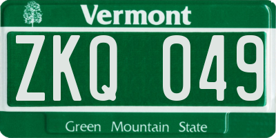 VT license plate ZKQ049