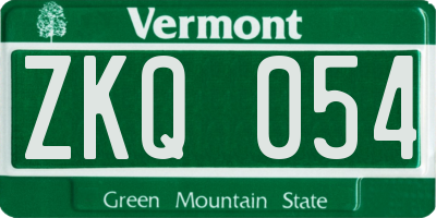 VT license plate ZKQ054