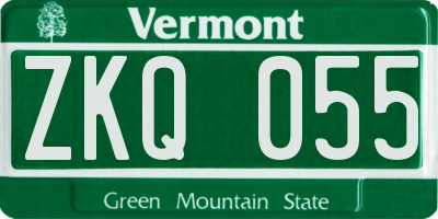 VT license plate ZKQ055