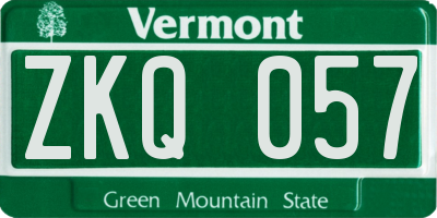 VT license plate ZKQ057