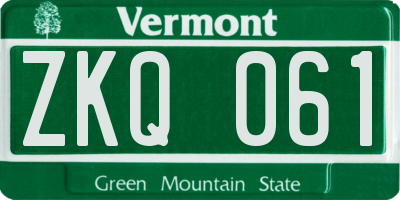 VT license plate ZKQ061