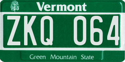 VT license plate ZKQ064