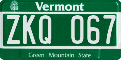 VT license plate ZKQ067